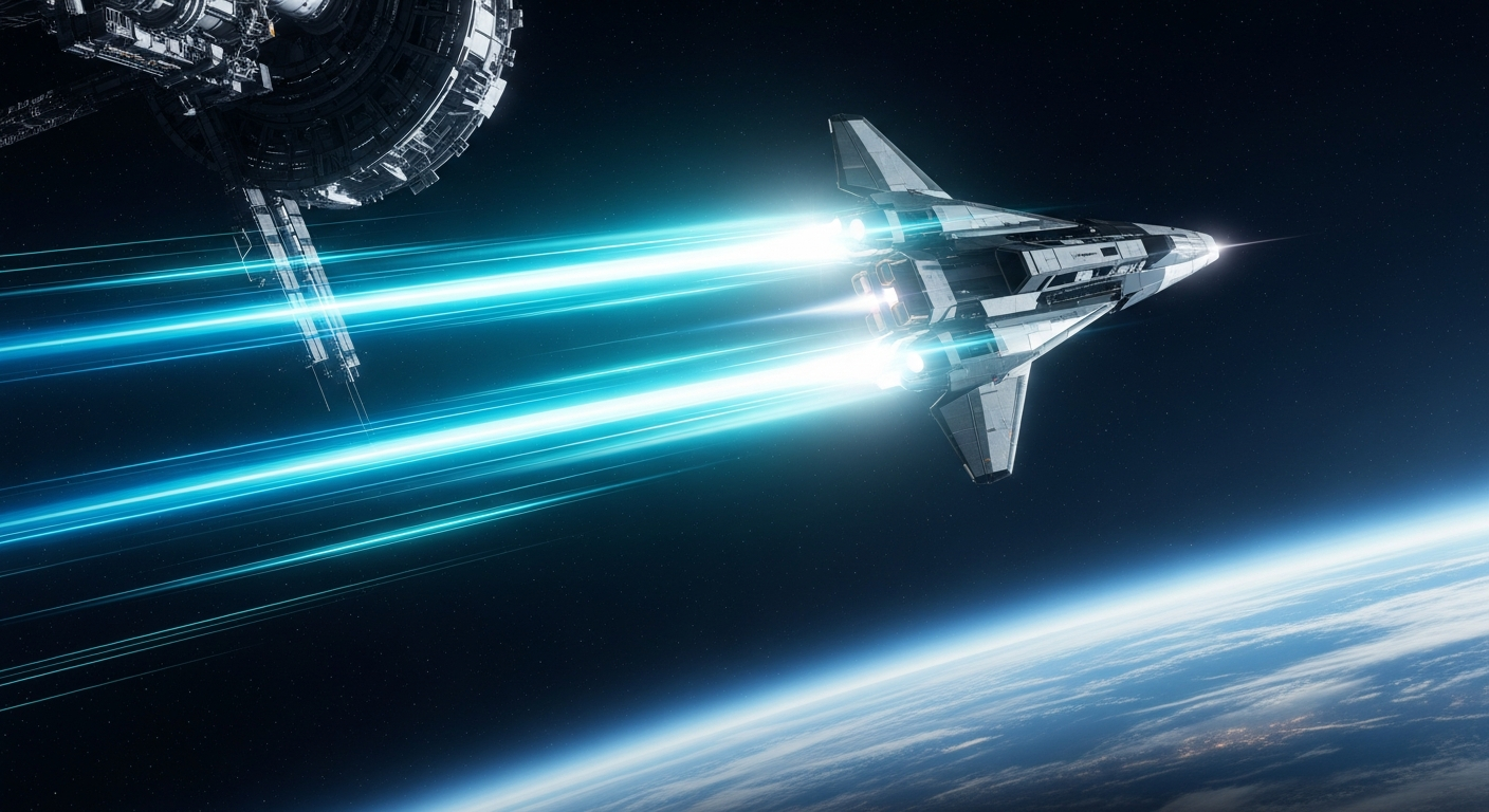 With no atmosphere to fight, a craft launched from orbit reaches speeds impossible on Earth.