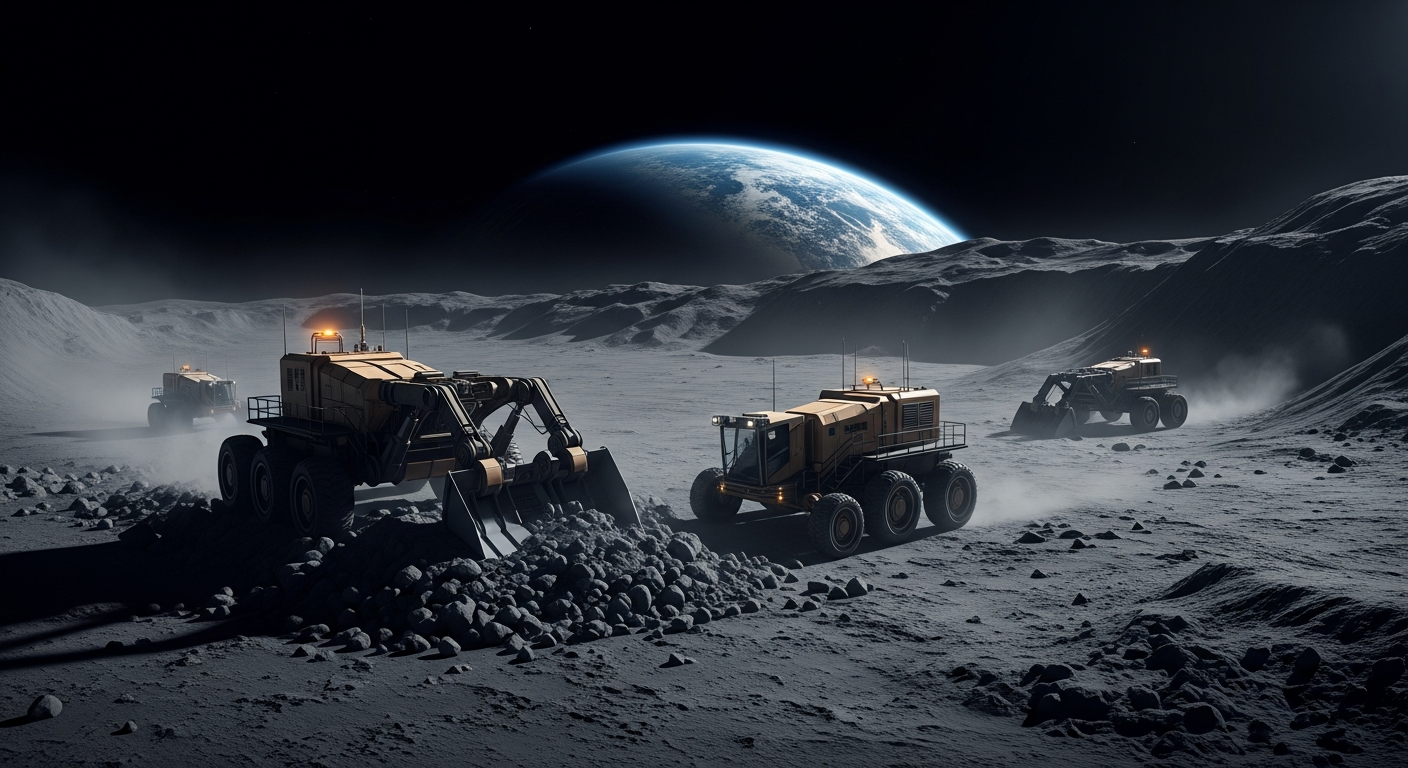 Autonomous AI rovers will turn the Moon into an off-world quarry, feeding raw materials back to the foundries of LEOtopia.